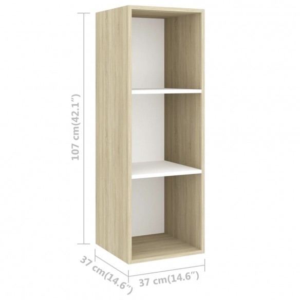 Ensemble de meuble TV 2 pcs Blanc et chêne sonoma Aggloméré