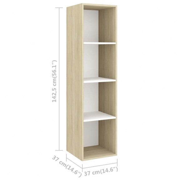 Ensemble de meuble TV 2 pcs Blanc et chêne sonoma Aggloméré