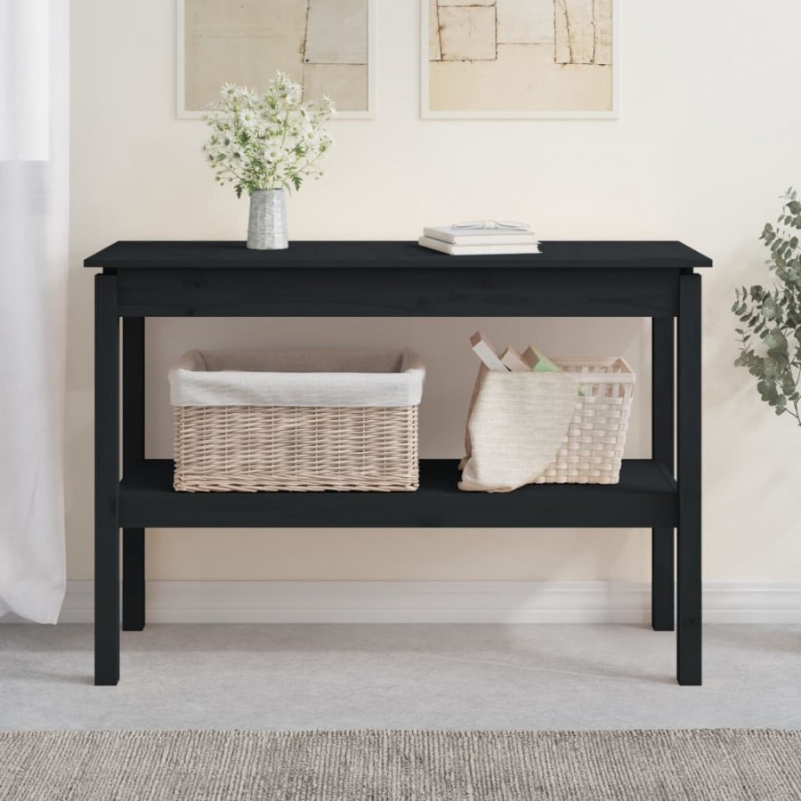 Table console Noir 110x40x75 cm Bois de pin solide