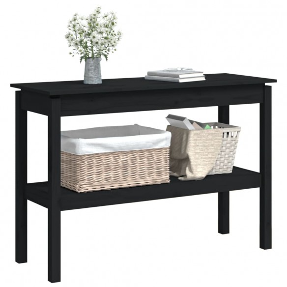 Table console Noir 110x40x75 cm Bois de pin solide