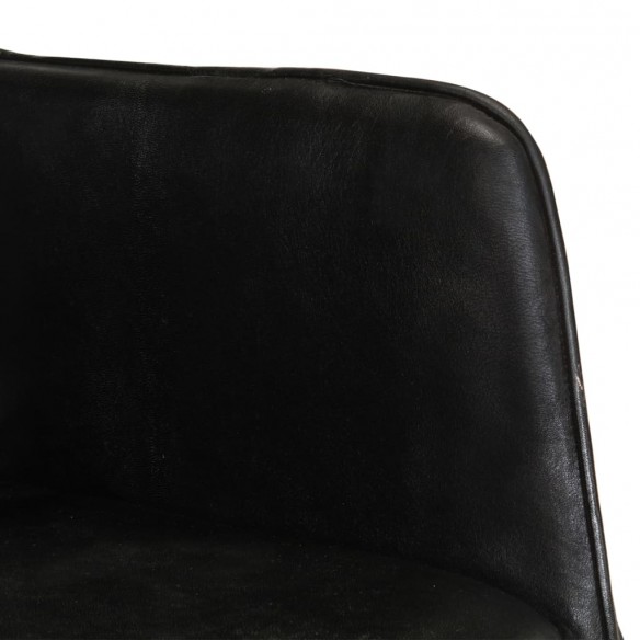 Chaise à bascule avec repose-pied Noir Cuir véritable