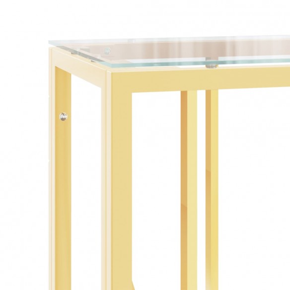 Table console 110x30x70 cm acier inoxydable et verre