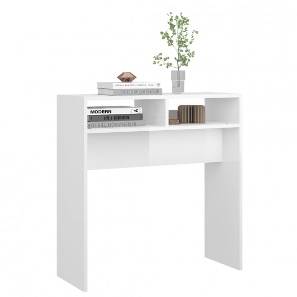 Table console Blanc brillant 78x30x80 cm Aggloméré