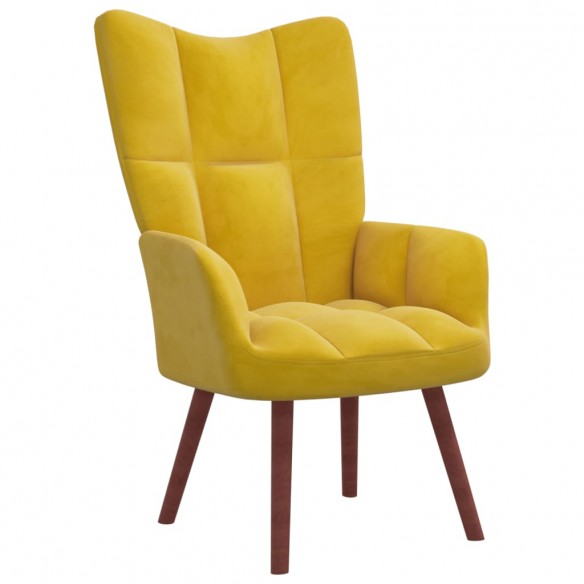 Chaise de relaxation avec repose-pied Jaune moutarde Velours