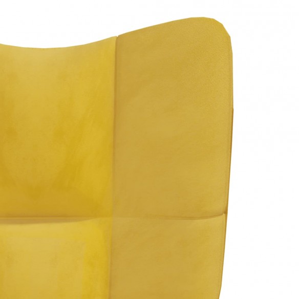 Chaise de relaxation avec repose-pied Jaune moutarde Velours