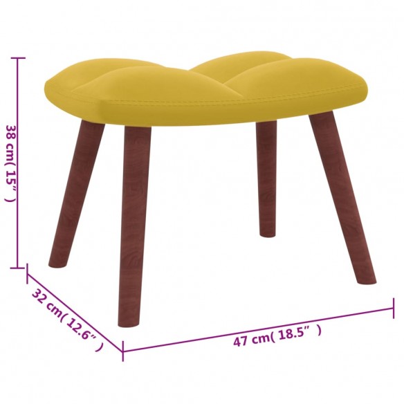 Chaise de relaxation avec repose-pied Jaune moutarde Velours