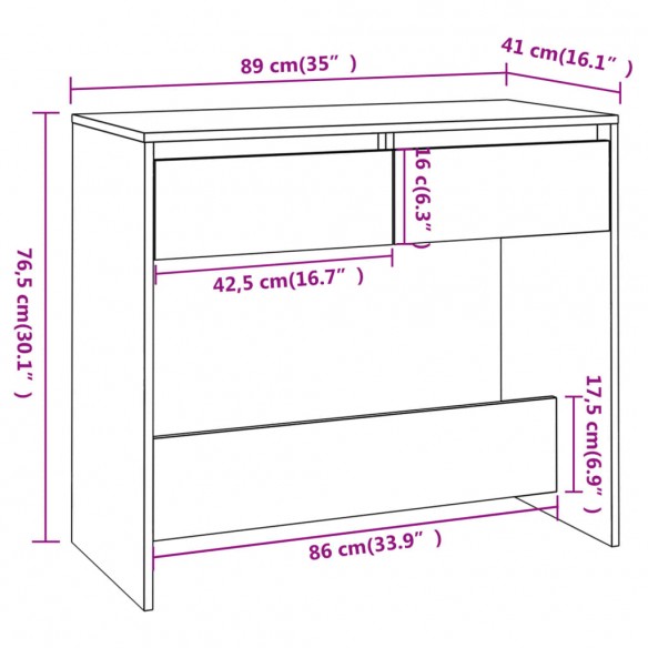 Table console Chêne Sonoma 89x41x76,5 cm Acier