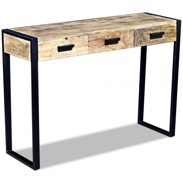 Table console avec 3 tiroirs Bois de manguier 110 x 35 x 78 cm