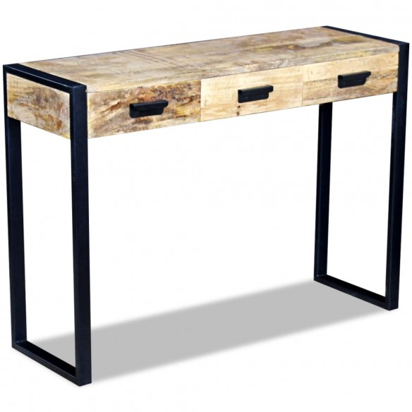 Table console avec 3 tiroirs Bois de manguier 110 x 35 x 78 cm