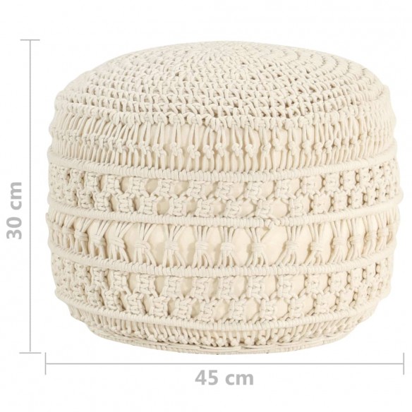 Pouf fait à la main en macramé 45x30 cm Coton