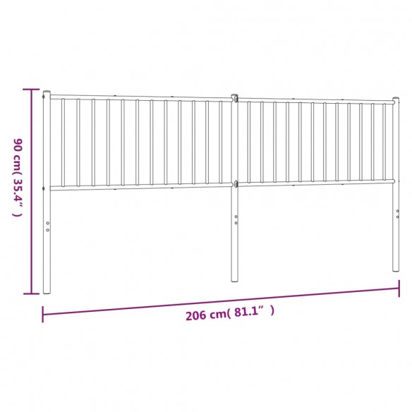 Tête de lit métal noir 200 cm