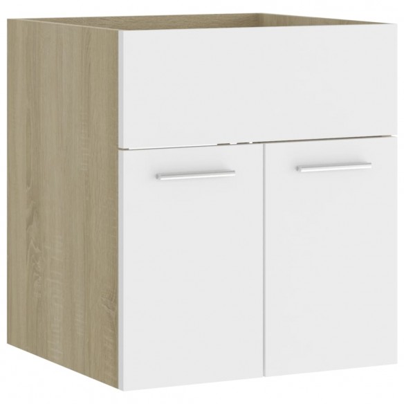 Armoire d'évier Blanc et chêne sonoma 41x38,5x46 cm Aggloméré