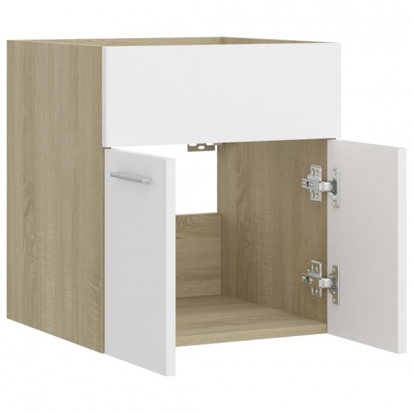 Armoire d'évier Blanc et chêne sonoma 41x38,5x46 cm Aggloméré