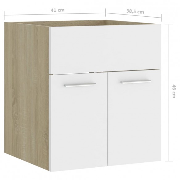 Armoire d'évier Blanc et chêne sonoma 41x38,5x46 cm Aggloméré