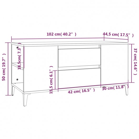 Meuble TV Chêne marron 102x44,5x50 cm Bois d'ingénierie