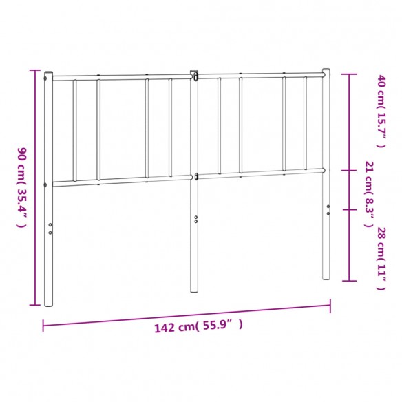 Tête de lit métal blanc 135 cm