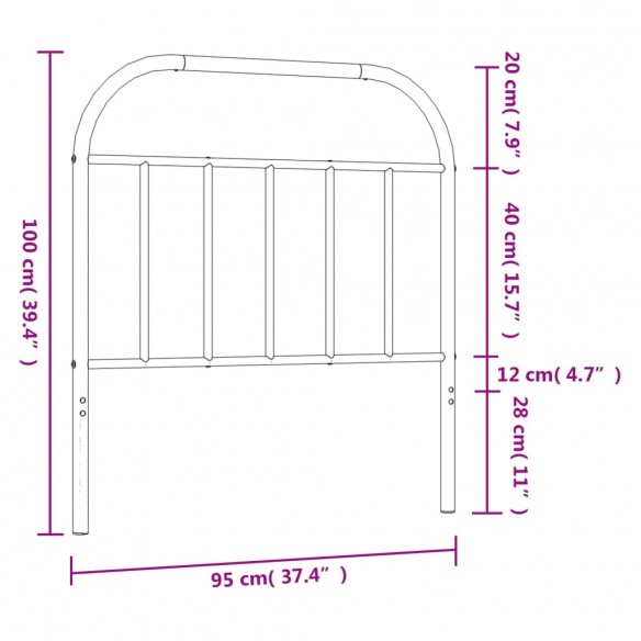 Tête de lit métal noir 90 cm