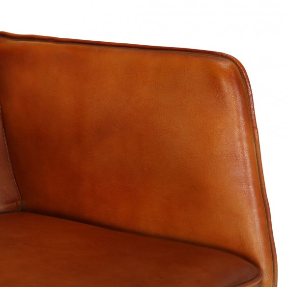 Chaise à bascule avec repose-pied Brun roux Cuir véritable