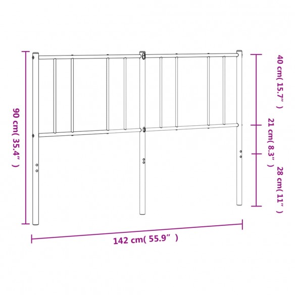 Tête de lit métal noir 135 cm