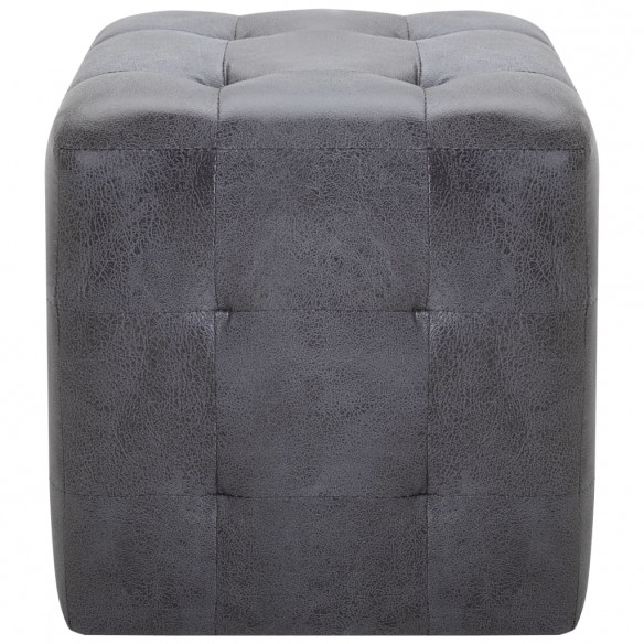 2 pcs Poufs Gris 30 x 30 x 30 cm Similicuir daim