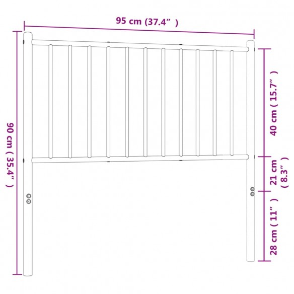 Tête de lit métal noir 90 cm