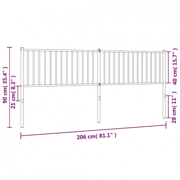 Tête de lit métal blanc 200 cm