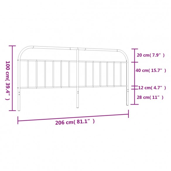 Tête de lit métal noir 200 cm