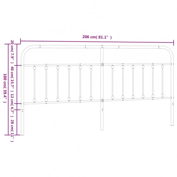 Tête de lit métal noir 200 cm