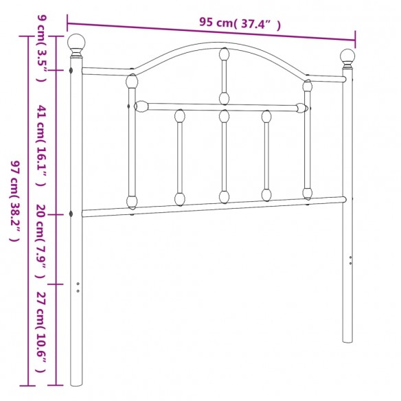 Tête de lit métal blanc 90 cm