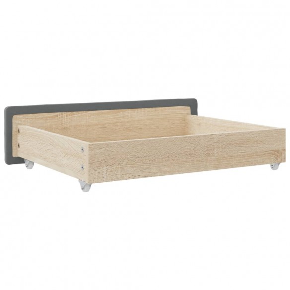 Tiroirs de lit 2 pcs gris foncé bois d'ingénierie et tissu