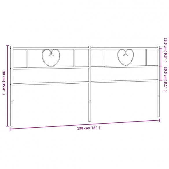 Tête de lit métal noir 193 cm