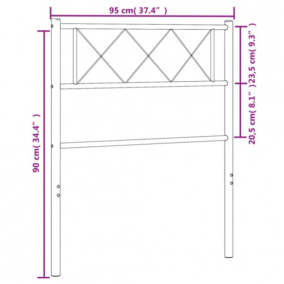 Tête de lit métal noir 90 cm