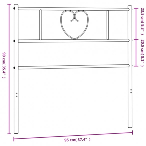 Tête de lit métal blanc 90 cm