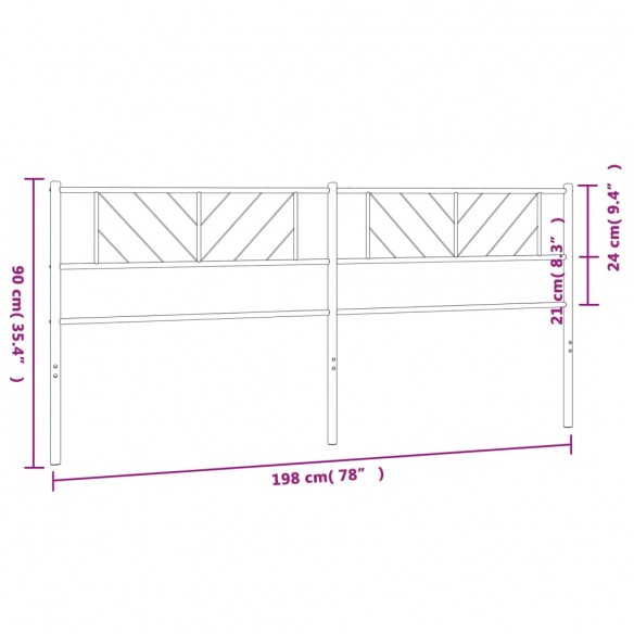 Tête de lit métal noir 193 cm