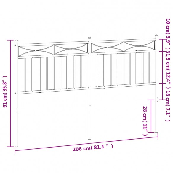 Tête de lit métal noir 200 cm