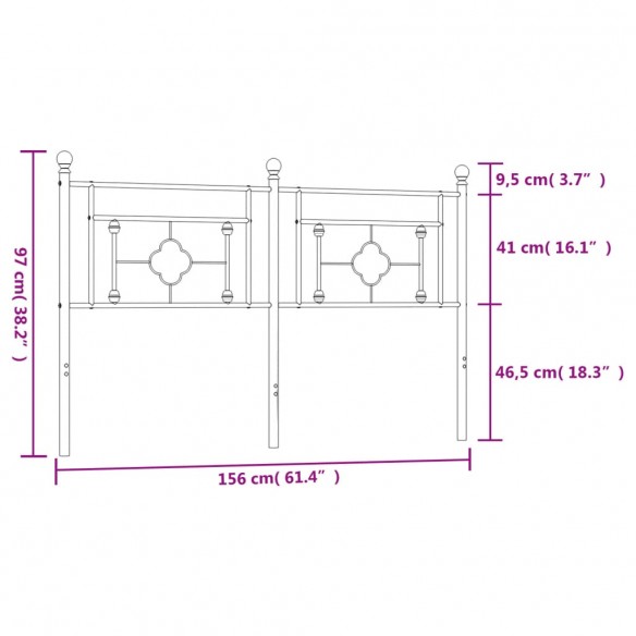 Tête de lit métal blanc 150 cm