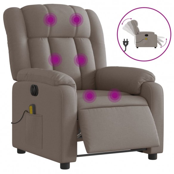 Fauteuil de massage inclinable électrique Taupe Tissu