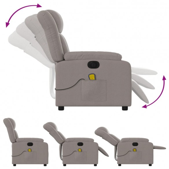 Fauteuil de massage inclinable électrique Taupe Tissu