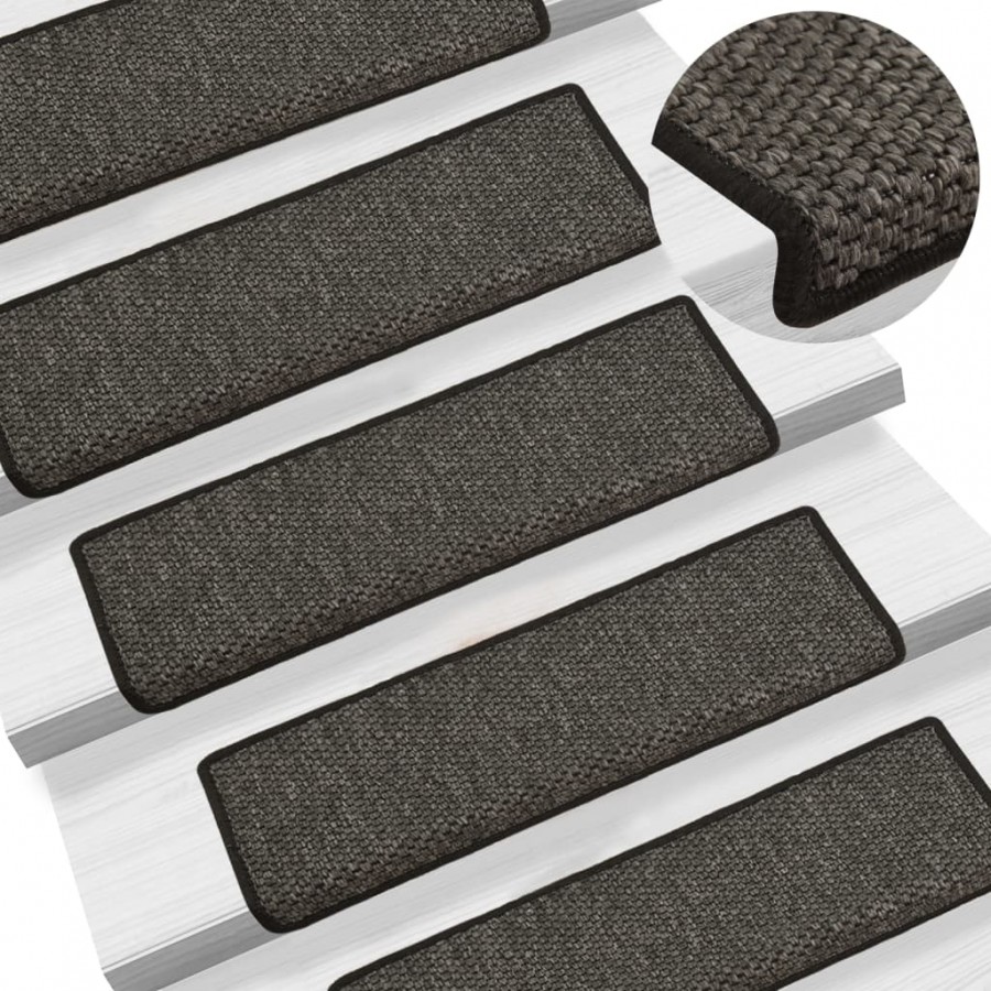 Tapis d'escalier autocollants 15 pcs 65x21x4 cm Anthracite