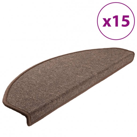 Tapis d'escalier 15 pcs Marron café 65 x 24 x 4 cm