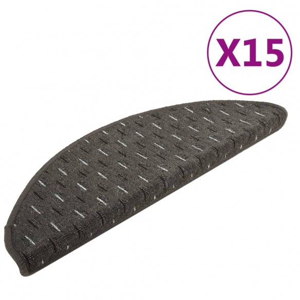 Tapis d'escalier 15 pcs Anthracite 65x21x4 cm