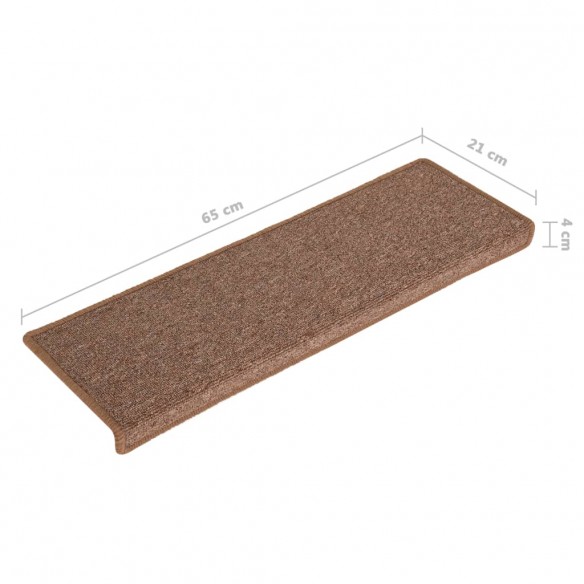 Tapis d'escalier 15 pcs 65x21x4 cm Marron