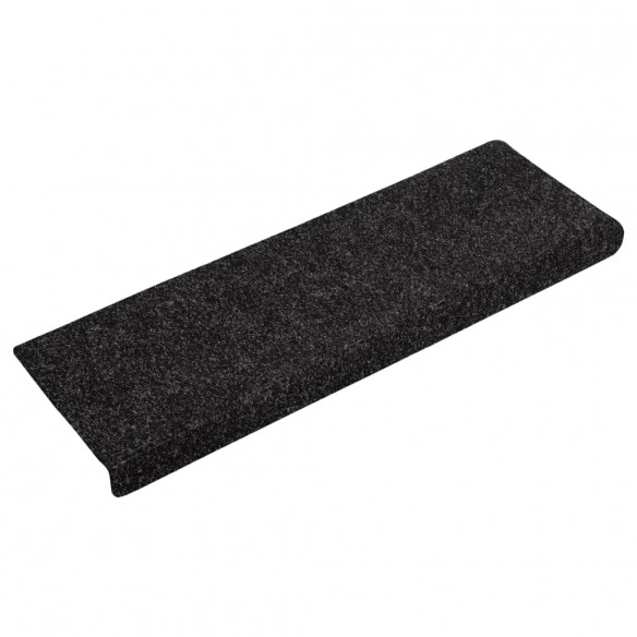 Tapis d'escalier 15 pcs Tissu aiguilleté 65x21x4 cm Noir