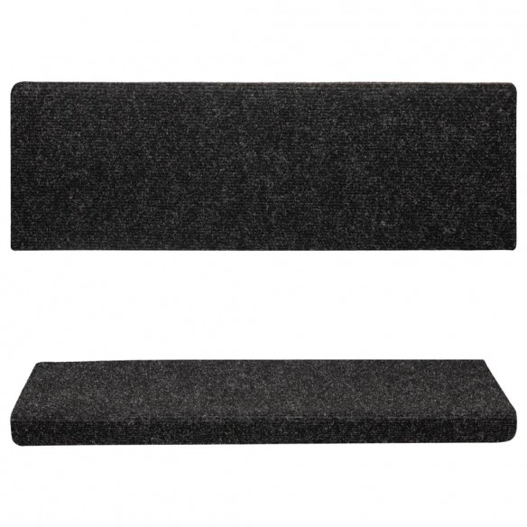 Tapis d'escalier 15 pcs Tissu aiguilleté 65x21x4 cm Noir