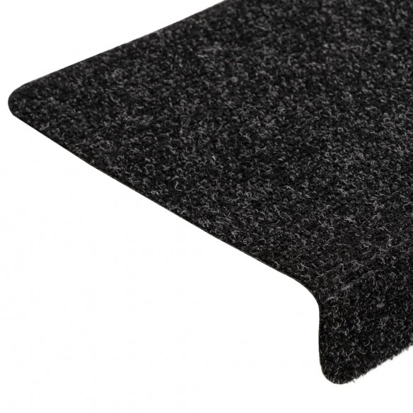 Tapis d'escalier 15 pcs Tissu aiguilleté 65x21x4 cm Noir