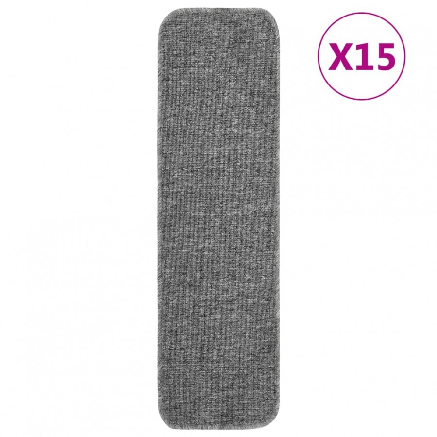 Tapis d'escalier antidérapants 15pcs 75x20cm Gris Rectangulaire