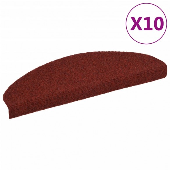 Tapis autoadhésifs de marches 10 pcs Rouge 65x21x4cm Aiguilleté