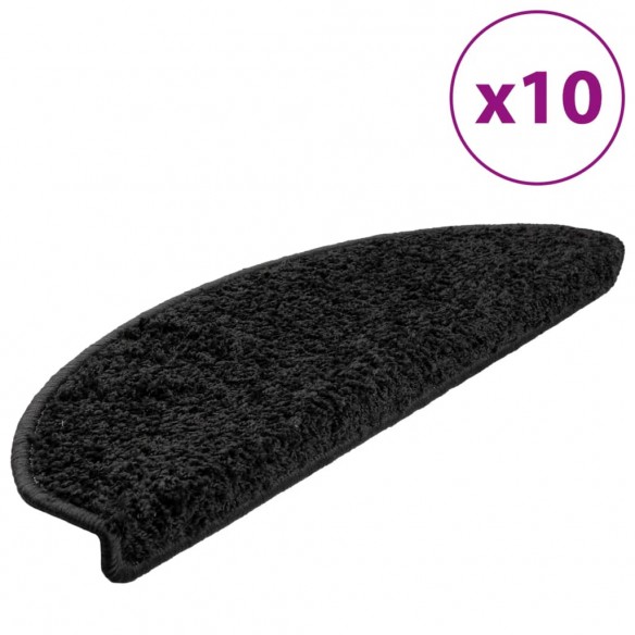 Tapis d'escalier 10 pcs 65x21x4 cm Noir