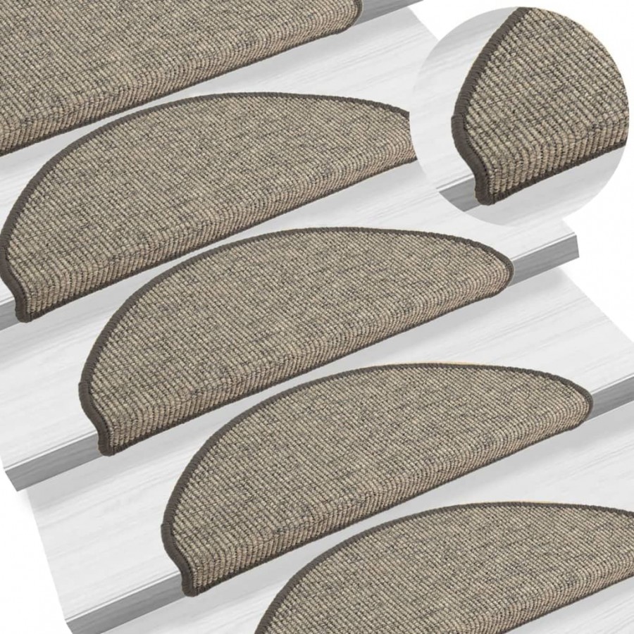 Tapis d'escalier auto-adhésifs 15 pcs Gris et beige 65x21x4 cm