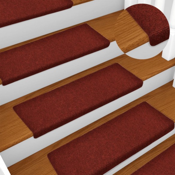 Tapis de marches d'escalier 5 pcs Bordeaux 65x21x4cm Aiguilleté